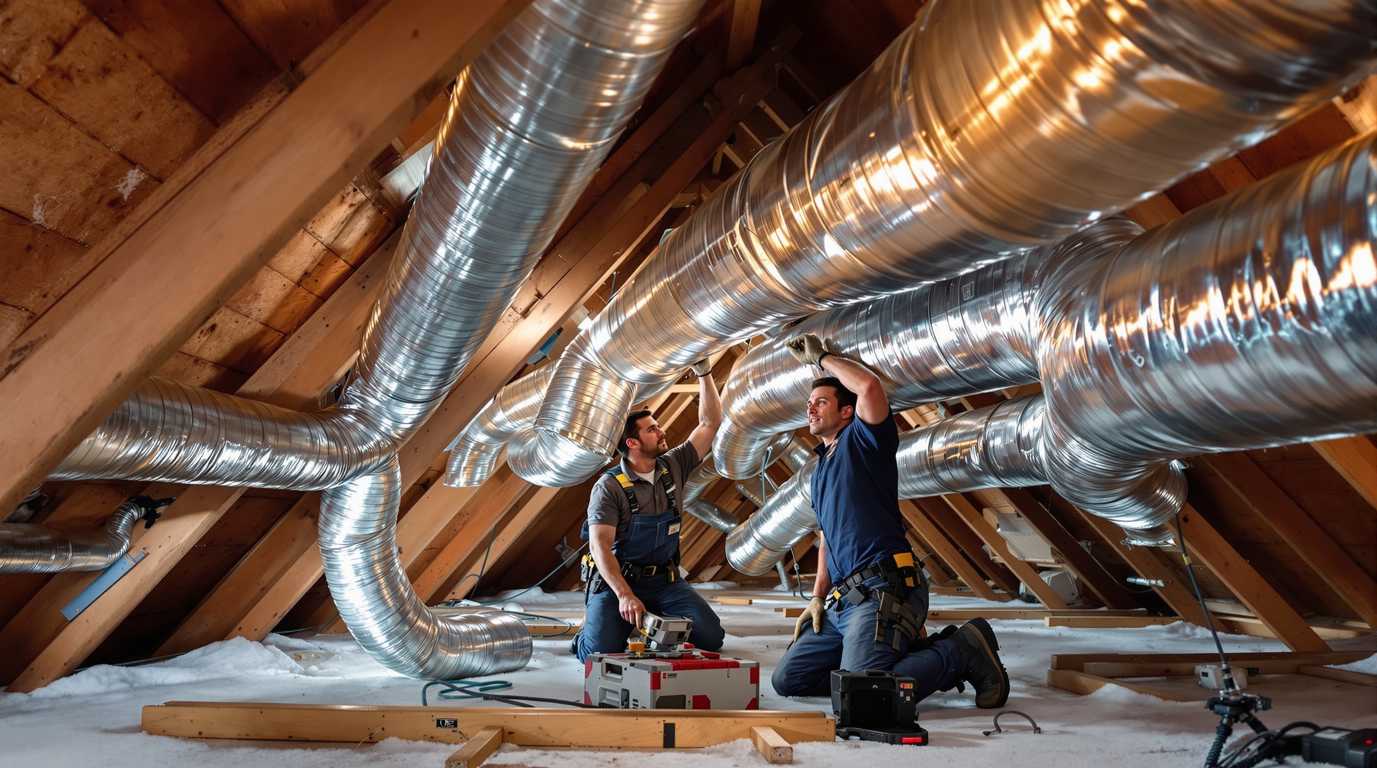 Professional ductwork in attic